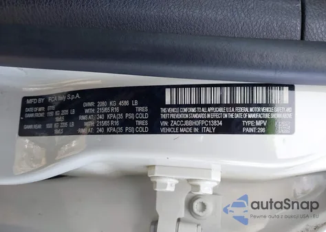 2015 Jeep Renegade Latitude z USA, uszkodzony, nr VIN ZACCJBBH0FPC13834